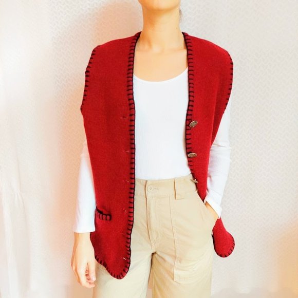 Vintage red wool vest - Picture 2 of 15